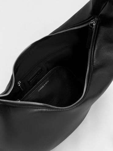 Toni Knotted Crescent Hobo Bag, Noir, hi-res