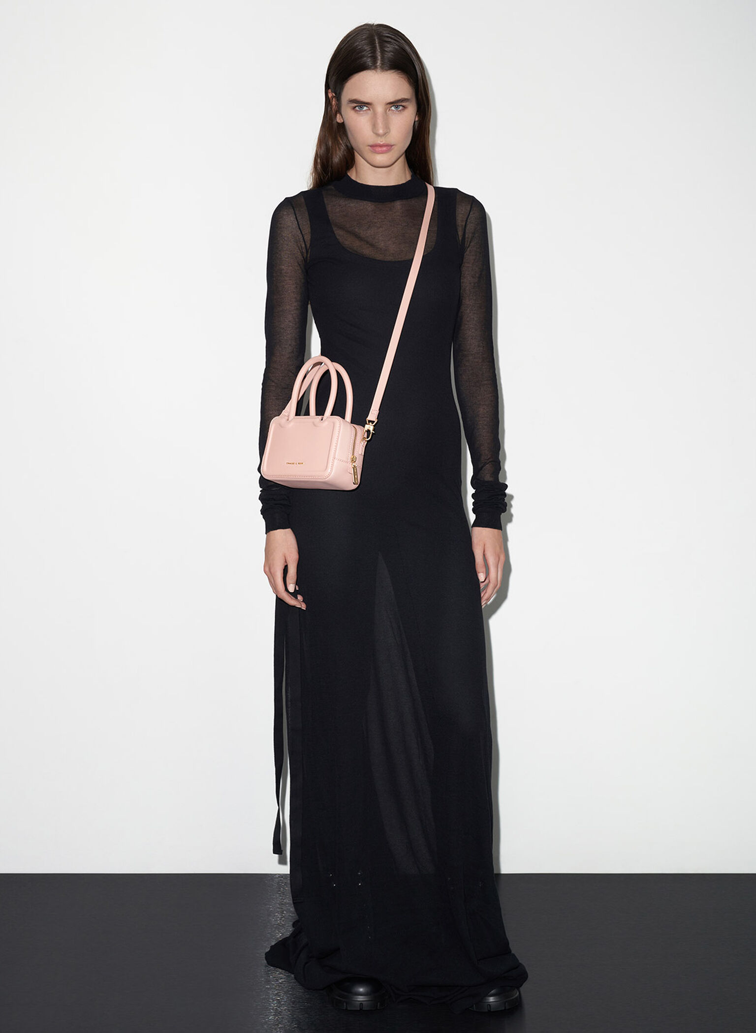 Perline Elongated Top Handle Bag, Pink, hi-res