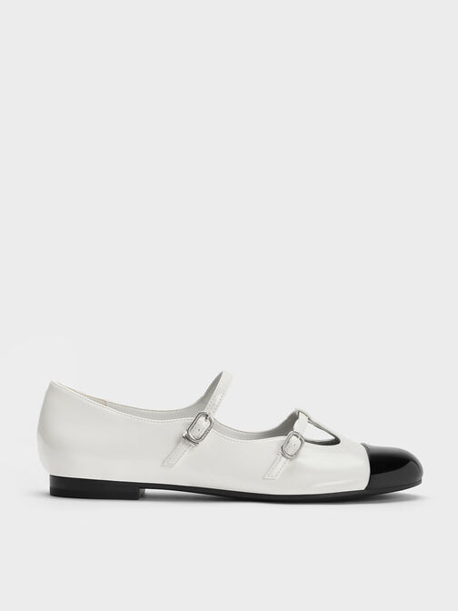 Double-Strap T-Bar Mary Janes, White, hi-res