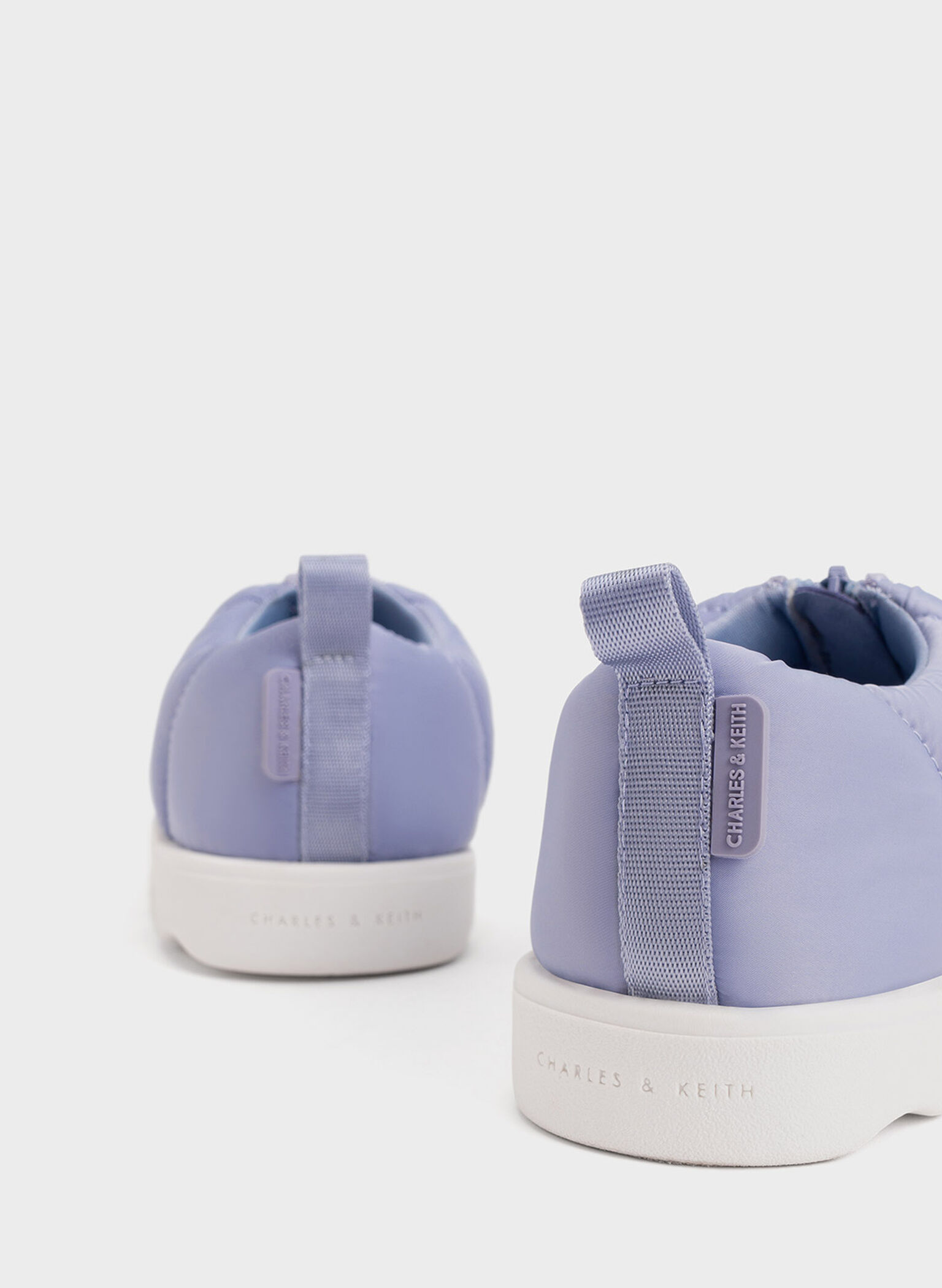 Girls' Puffy Nylon Panelled Loafers, Lilac, hi-res