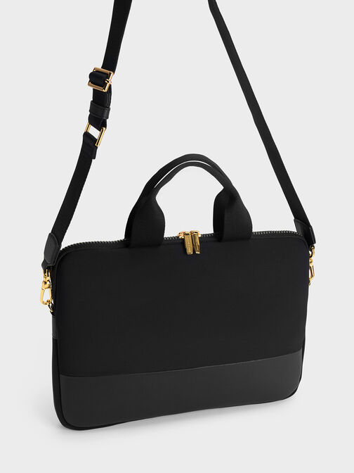 Textured Laptop Bag, Black, hi-res
