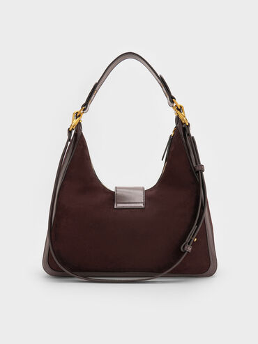 Charlot Recycled Suede Hobo Bag, Espresso Brown, hi-res