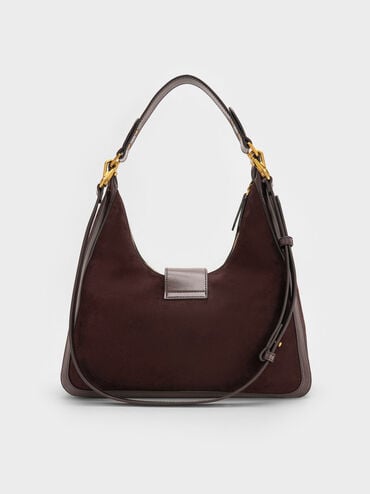 Charlot Recycled Suede Hobo Bag, Espresso Brown, hi-res
