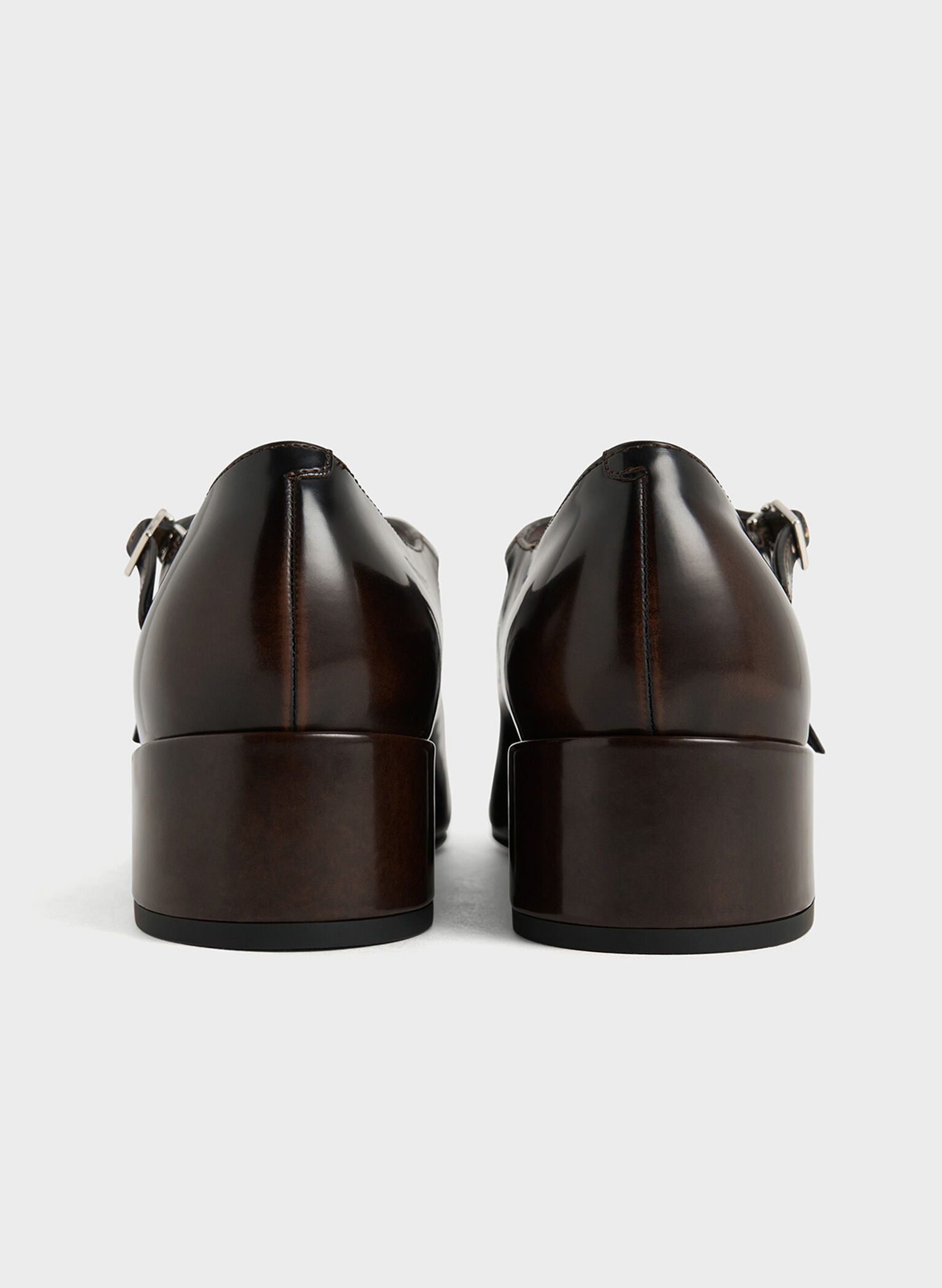 Crossover-Strap Block-Heel Mary Janes, Dark Brown, hi-res