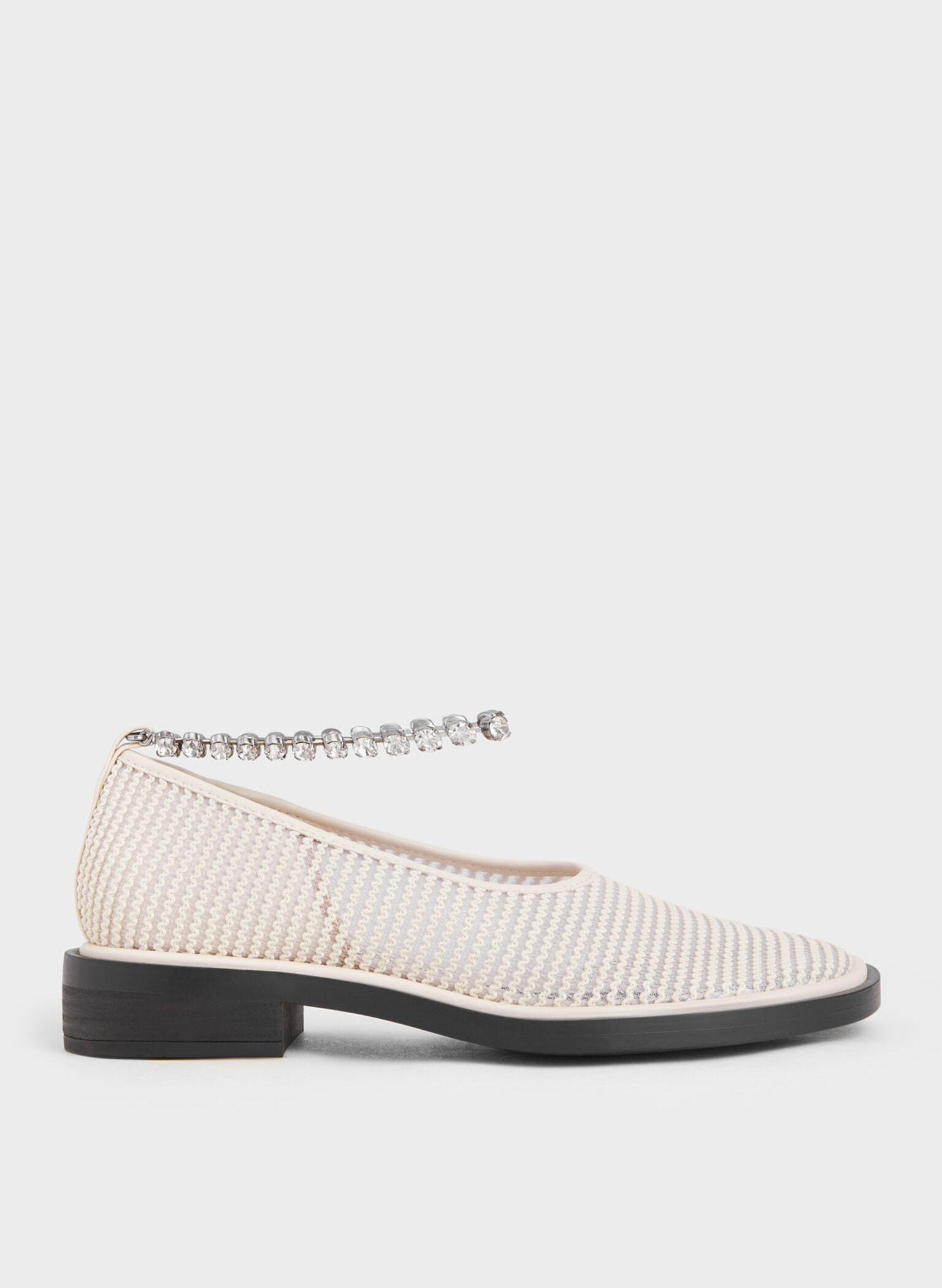 Gem Ankle-Strap Knit & Mesh Shoes, Chalk, hi-res