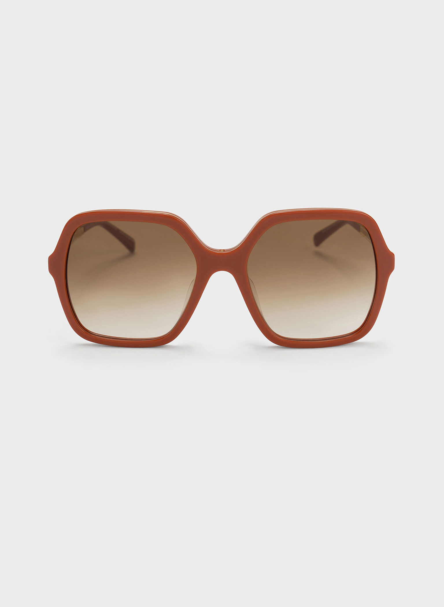 Acetate Braided Temple Butterfly Sunglasses, Clay, hi-res
