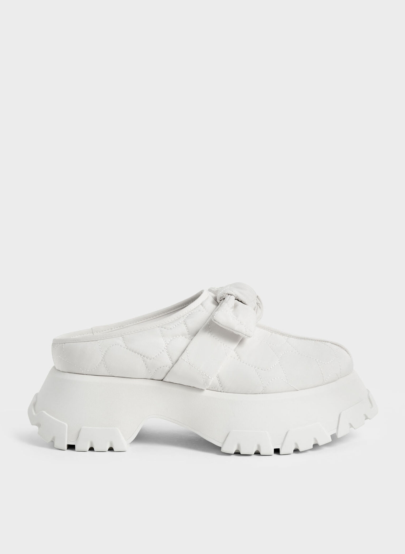 Recycled Polyester Knotted Platform Mules, White, hi-res