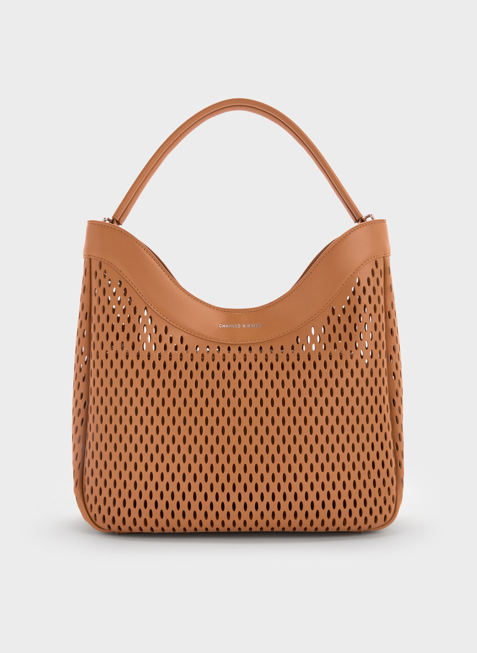 Juno Perforated Hobo Bag, Russet Brown, hi-res