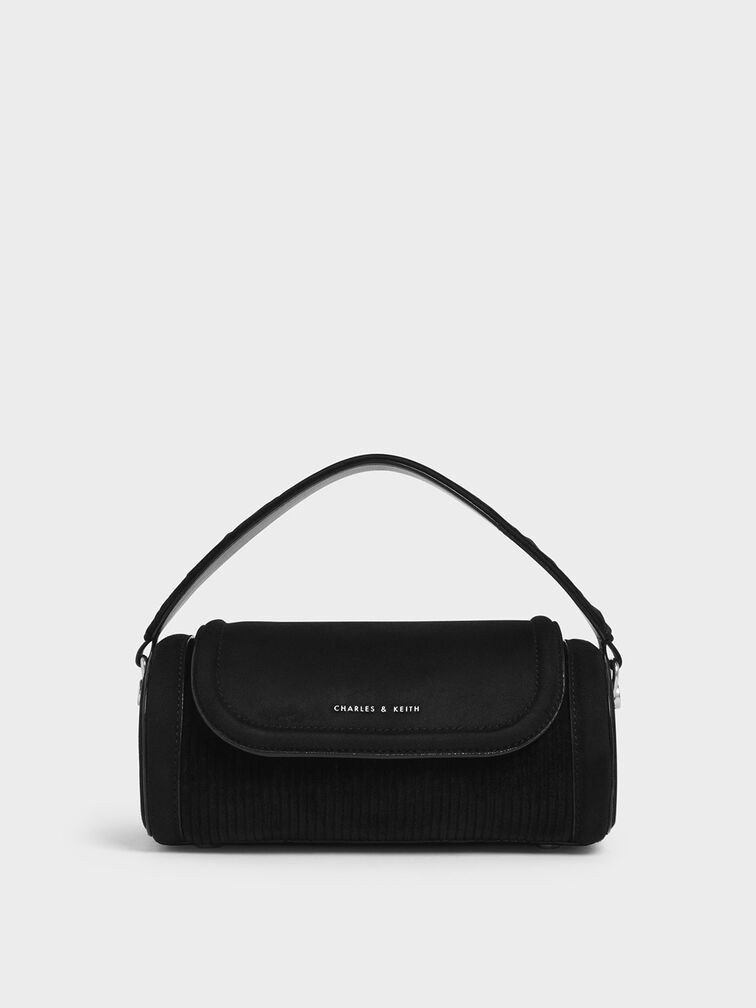 Corduroy Mini Duffle Bag, Black, hi-res