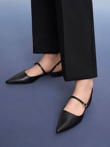 Roxane Slingback Mary Jane Flats, Black, hi-res