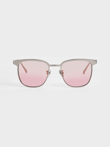 Tinted Rectangular Sunglasses, Pink, hi-res