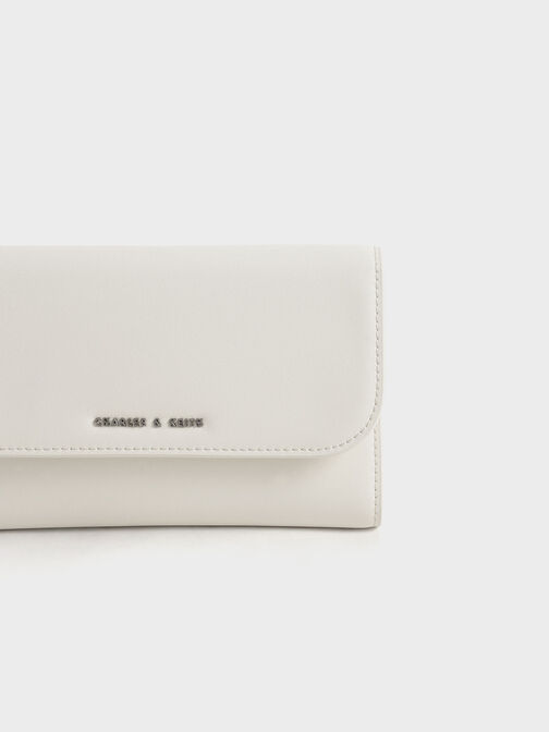 Magnetic Front Flap Long Wallet, Cream, hi-res