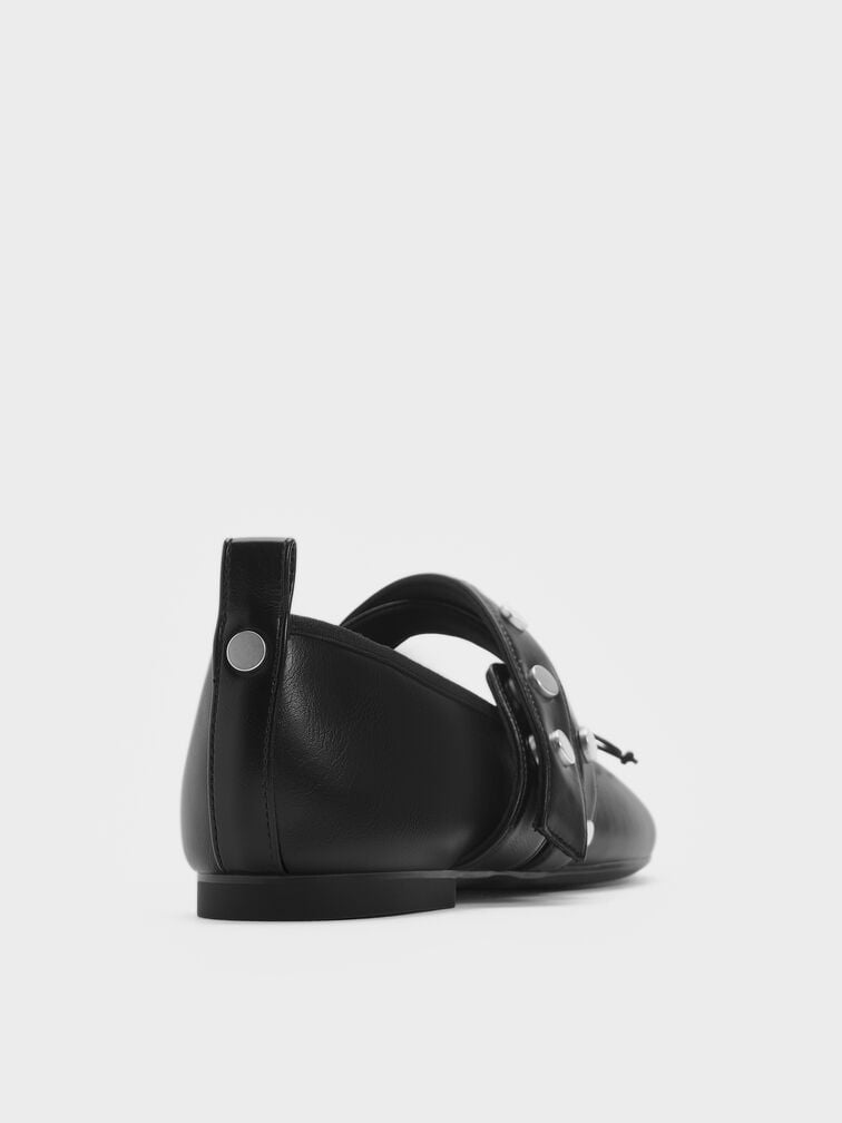 Gael Studded Crossover-Strap Bow Mary Janes, Black, hi-res