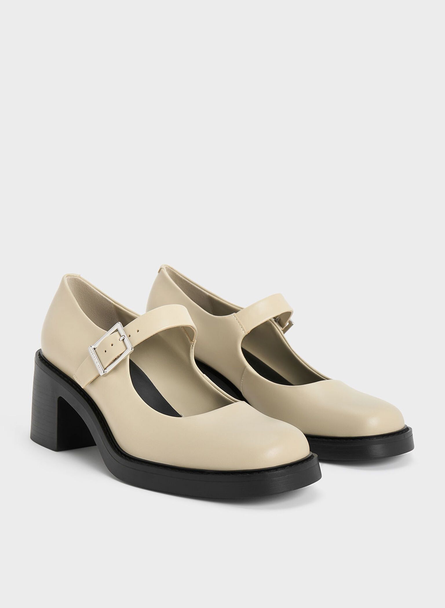 Hester Mary Jane Block-Heel Pumps, Chalk, hi-res
