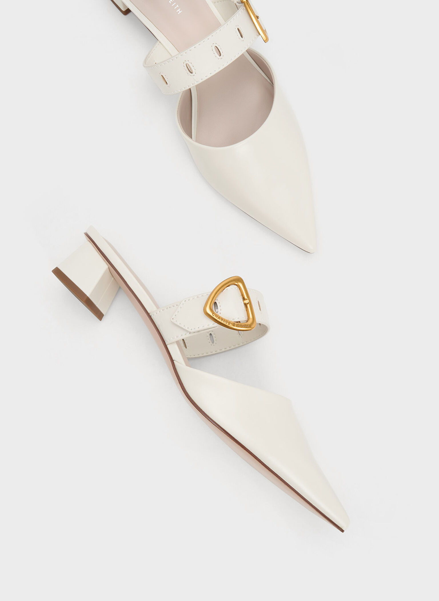 Sepphe Cut-Out Heeled Mules, Cream, hi-res