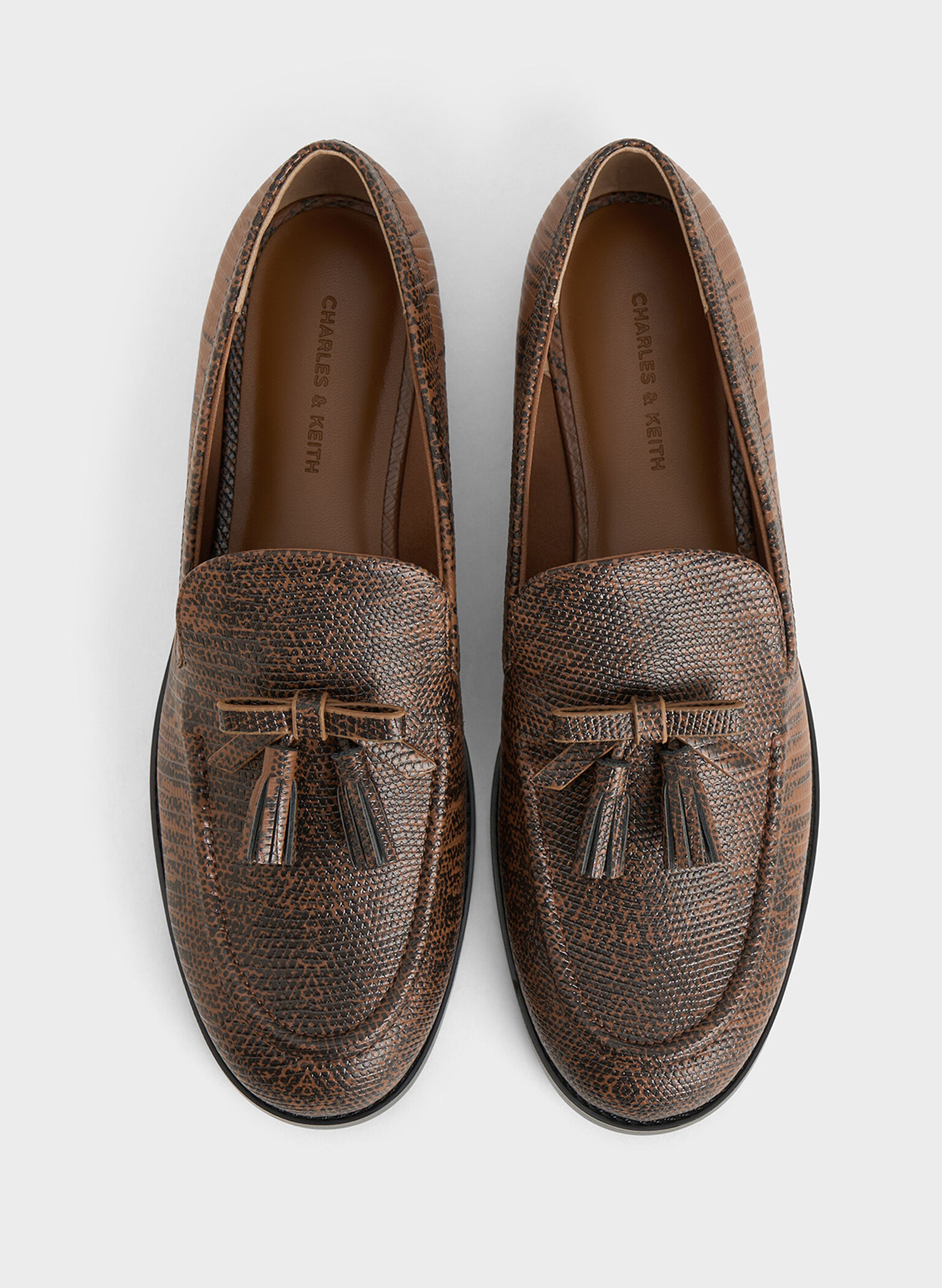 Bow Tassel Loafers, Animal Print Brown, hi-res