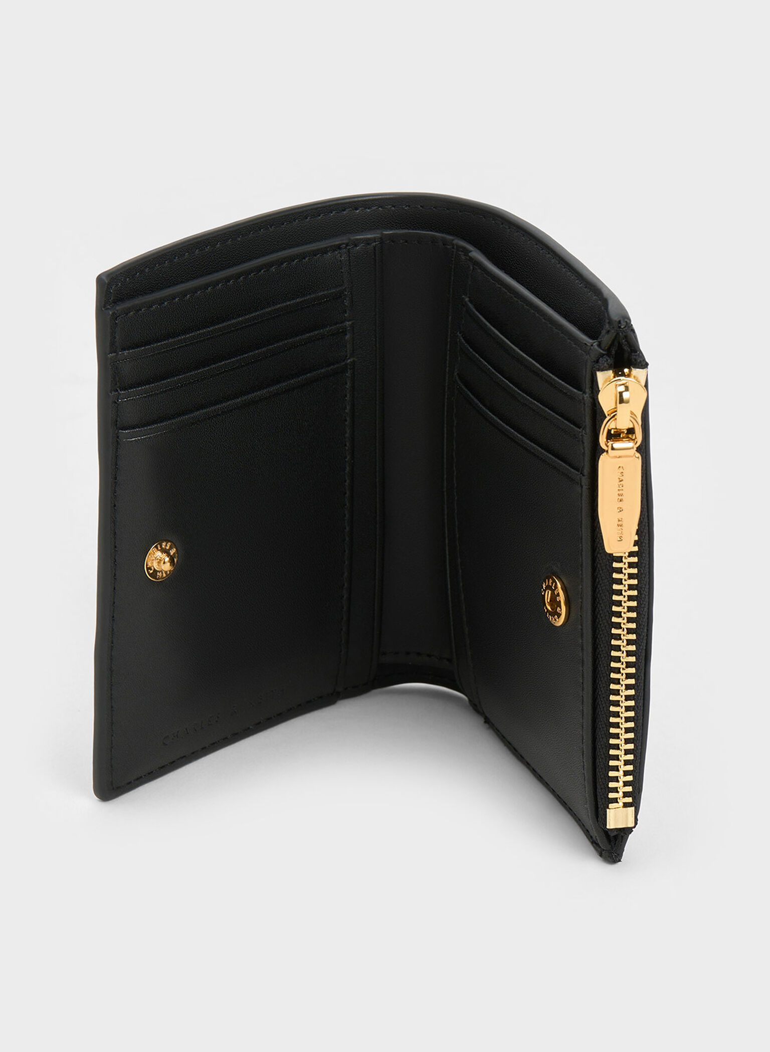 Apolline Textured Top-Zip Wallet, Black, hi-res