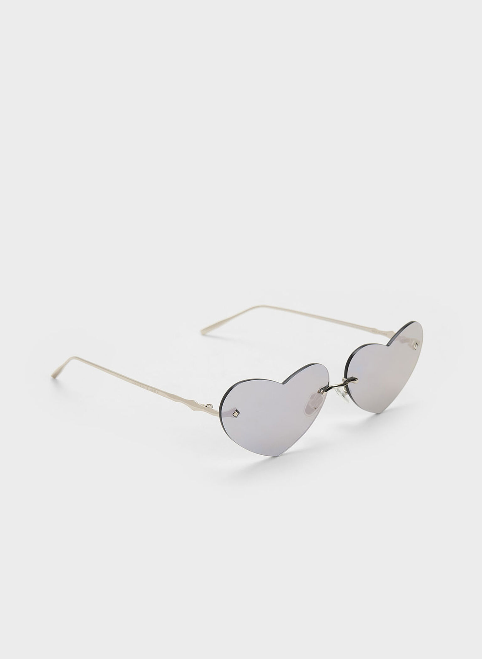 Heart-Shaped Cat-Eye Sunglasses, Silver, hi-res