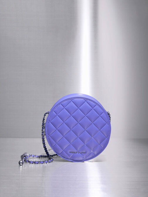 Kwan Quilted Circle Bag, Purple, hi-res