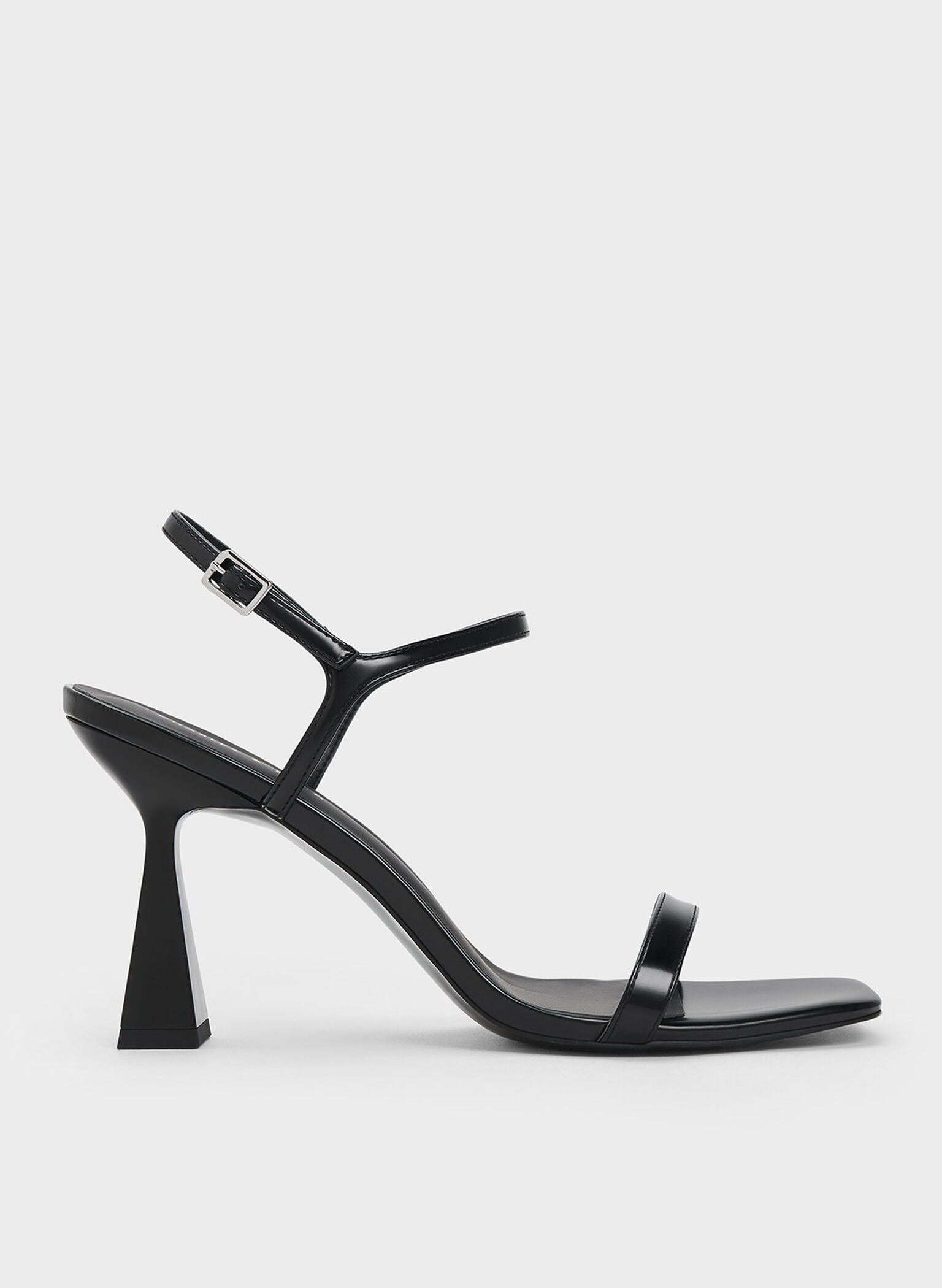 Square Toe Trapeze Heel Sandals, Black Box, hi-res