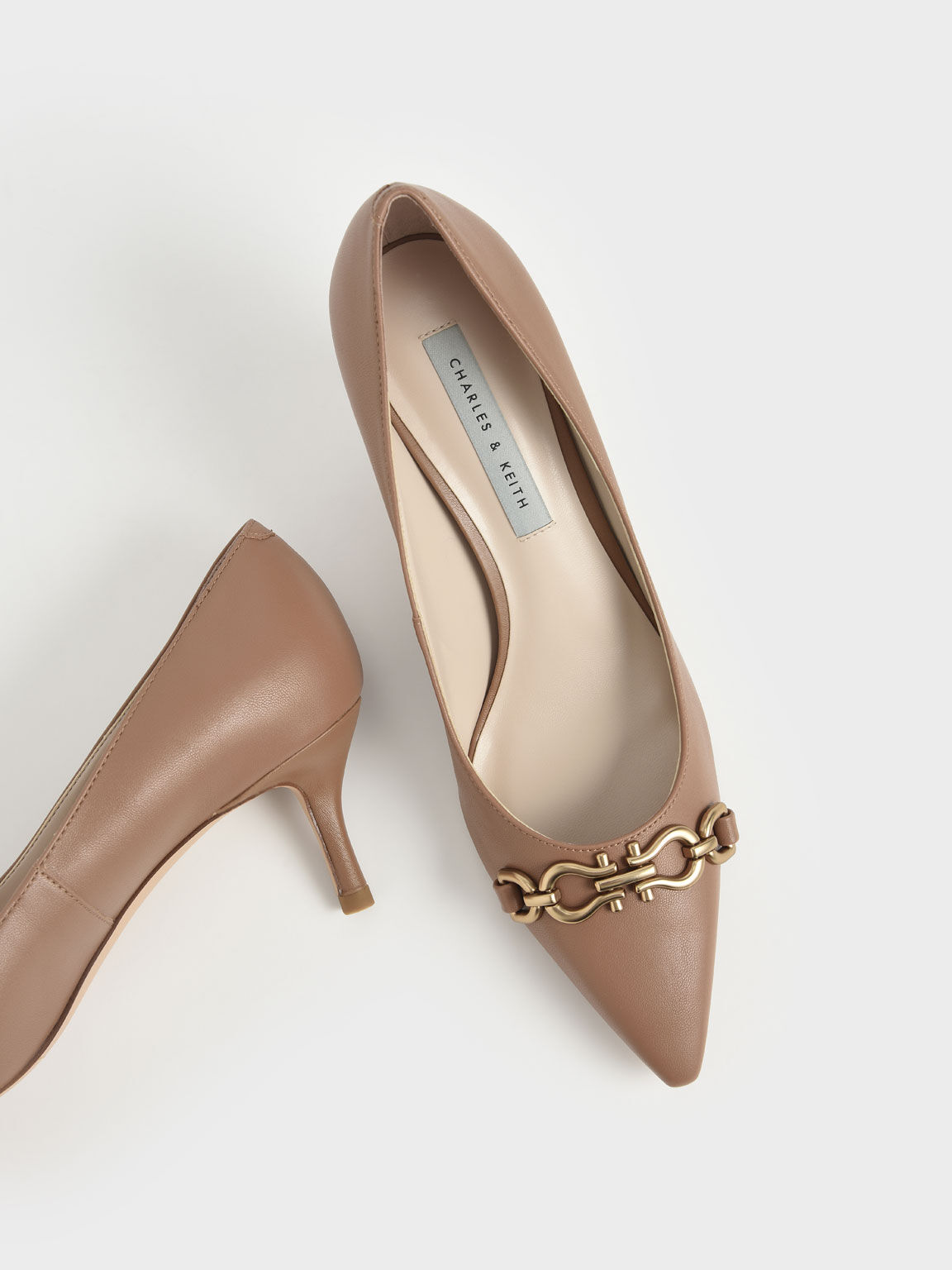 Chain Link Pointed Toe Pumps, Camel, hi-res