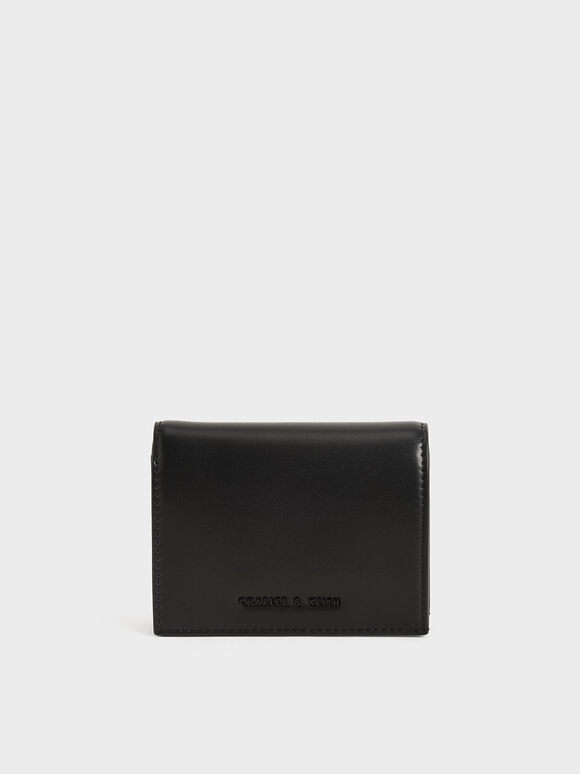 Snap Button Mini Short Wallet, Black, hi-res