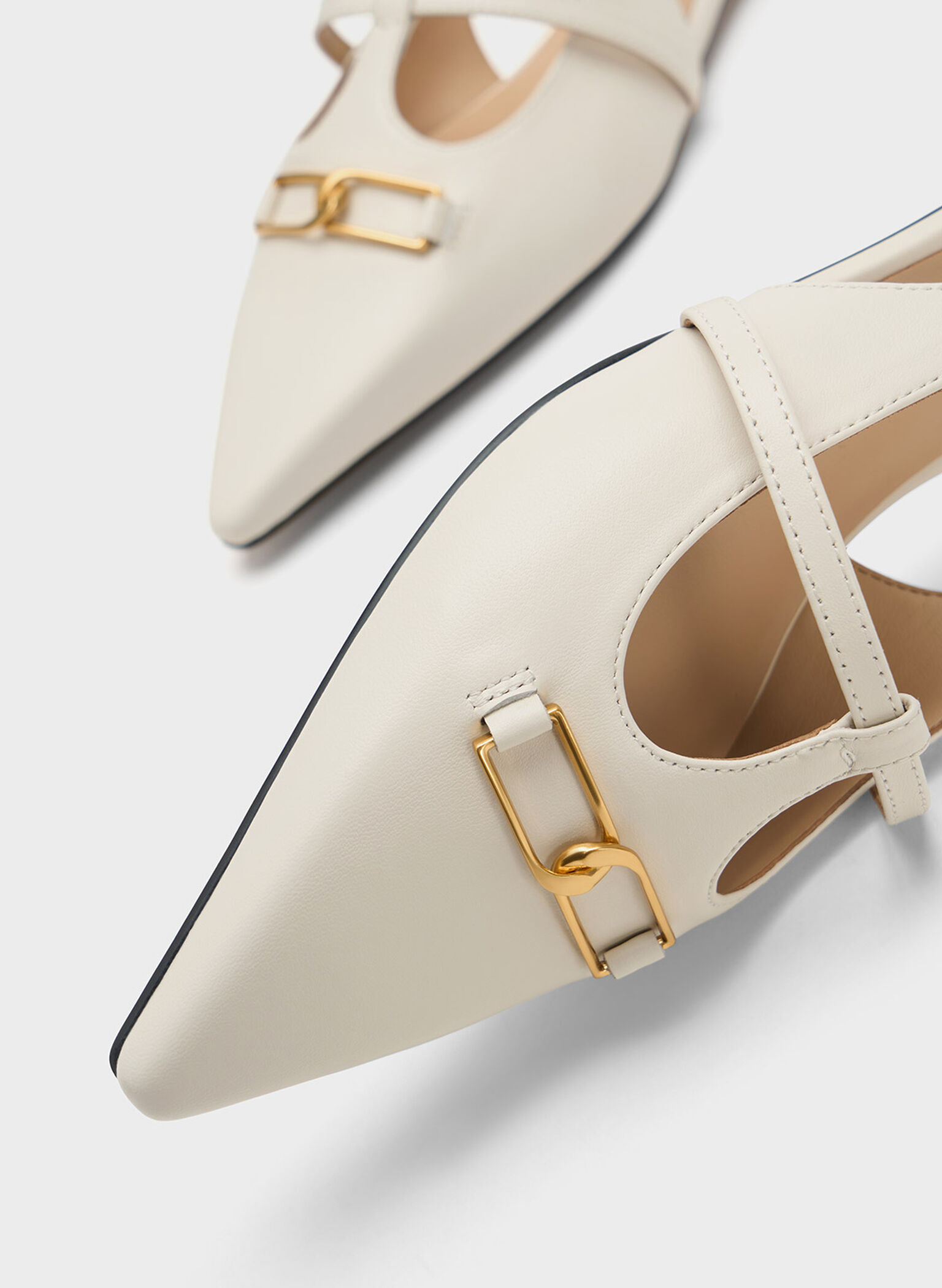 Gabine Leather T-Bar Slingback Flats, Chalk, hi-res