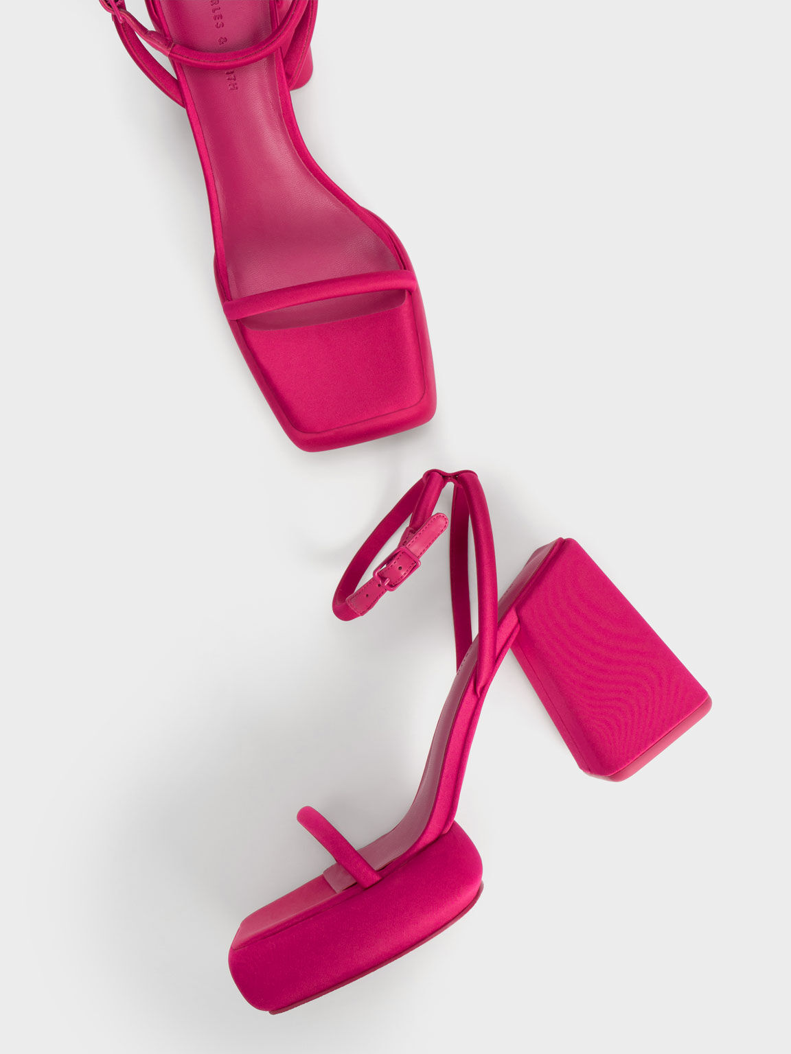 Red Lucile Satin Platform Sandals CHARLES KEITH UK