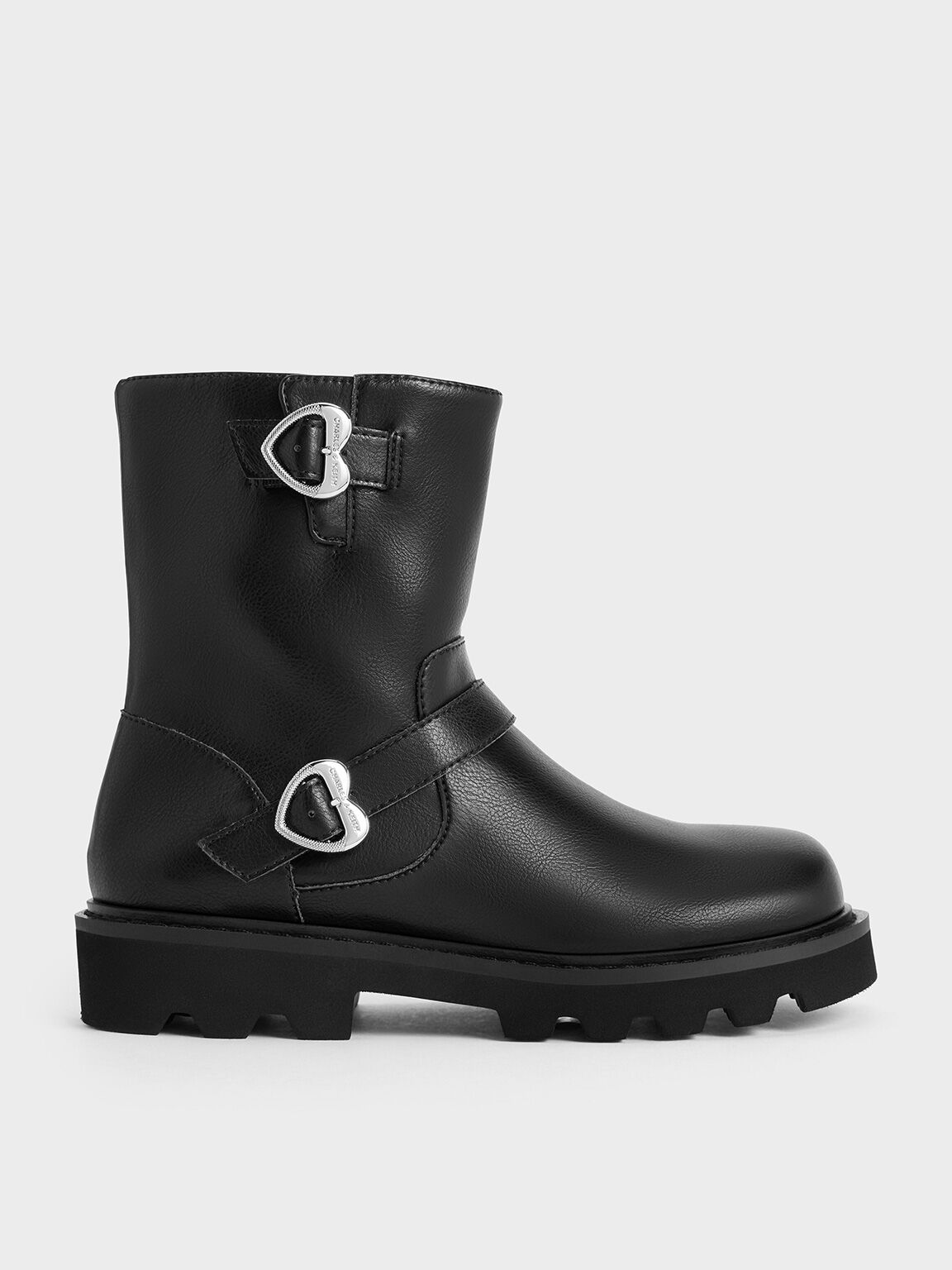 Black buckle studded boots shop