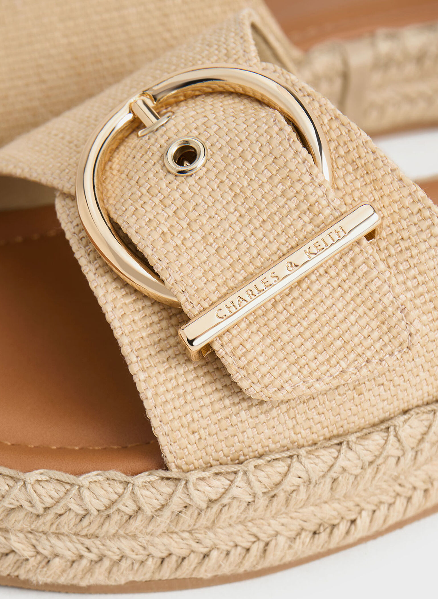 Woven Buckled Espadrille Sandals, Sand, hi-res