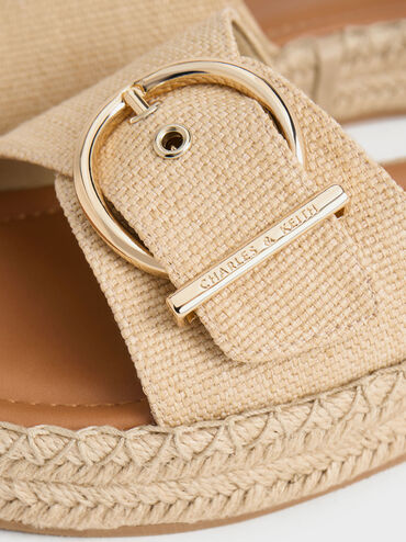 Woven Buckled Espadrille Sandals, Sand, hi-res