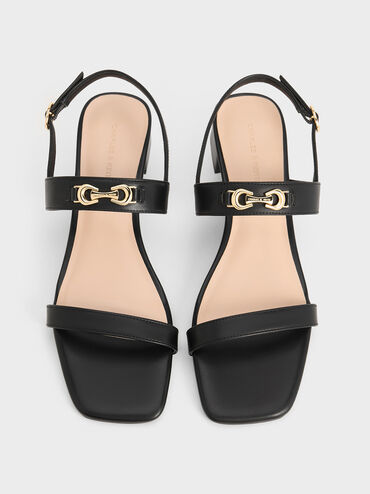 Trifina Metallic-Accent Slingback Sandals, Black, hi-res
