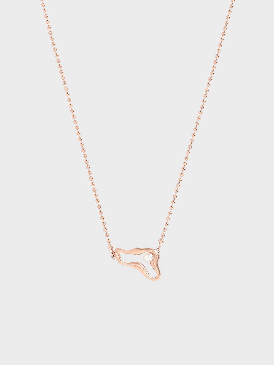 Sculpted Pendant Bead Necklace, Rose Gold, hi-res