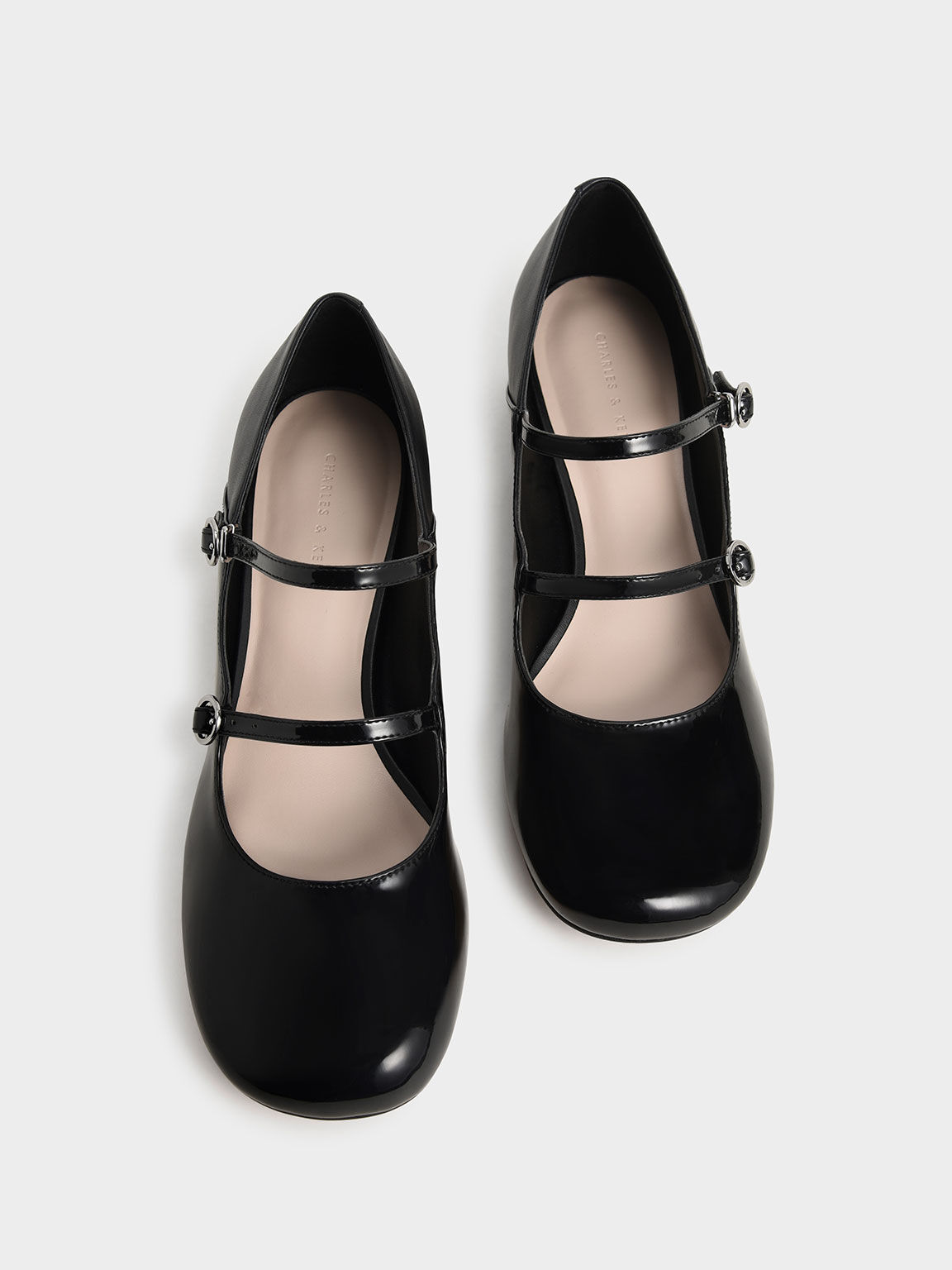 Patent Double-Strap Mary Janes, Black, hi-res