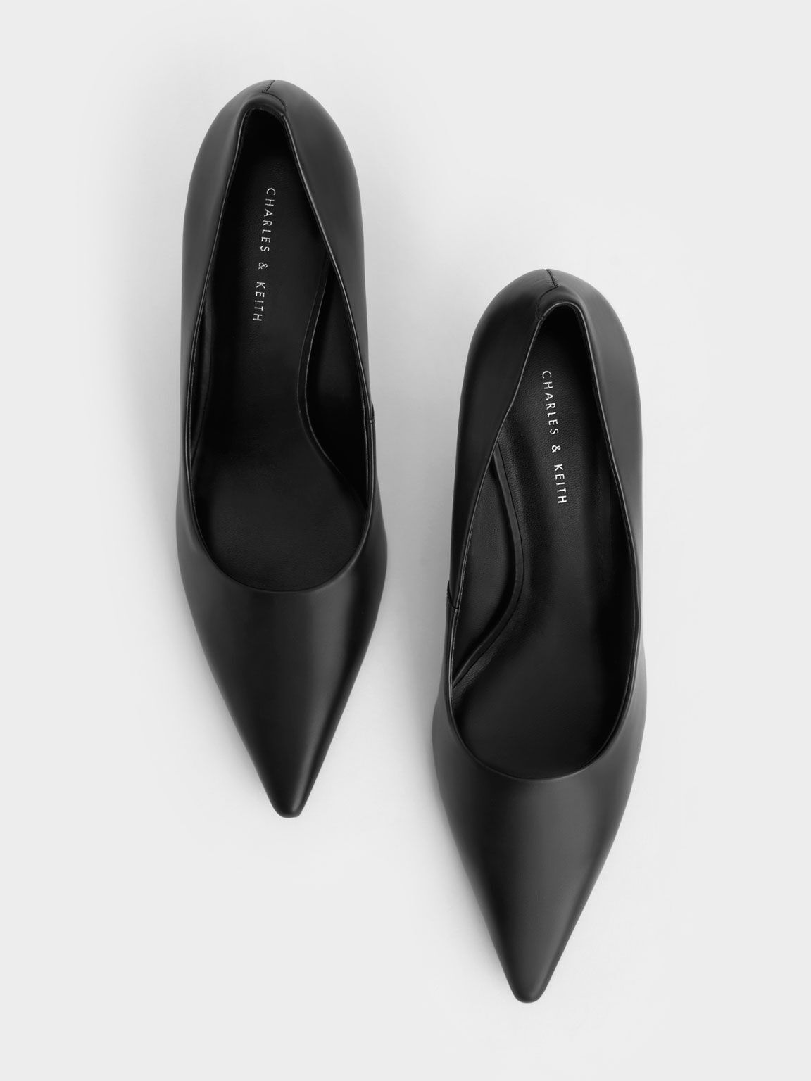 Sculptural Heel Pointed Toe Pumps Black