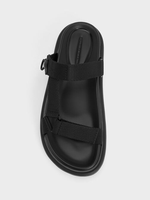 Maisie Sports Sandals, Black Textured, hi-res