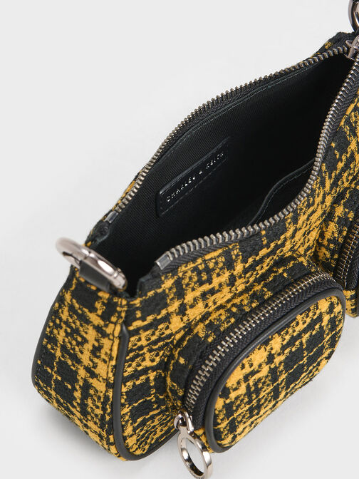 Woven Check-Print Shoulder Bag, Multi, hi-res