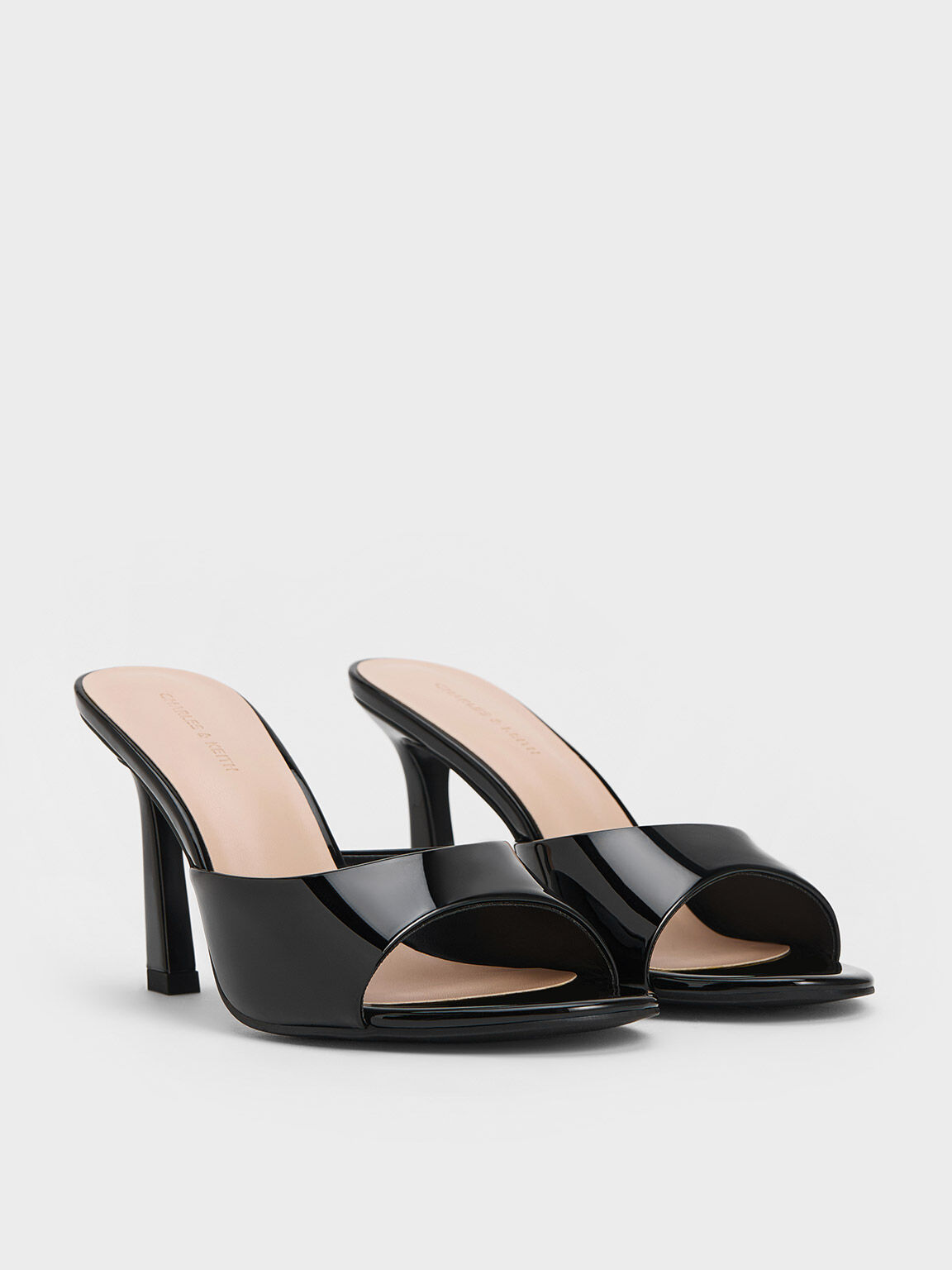 Black open toed mules sales
