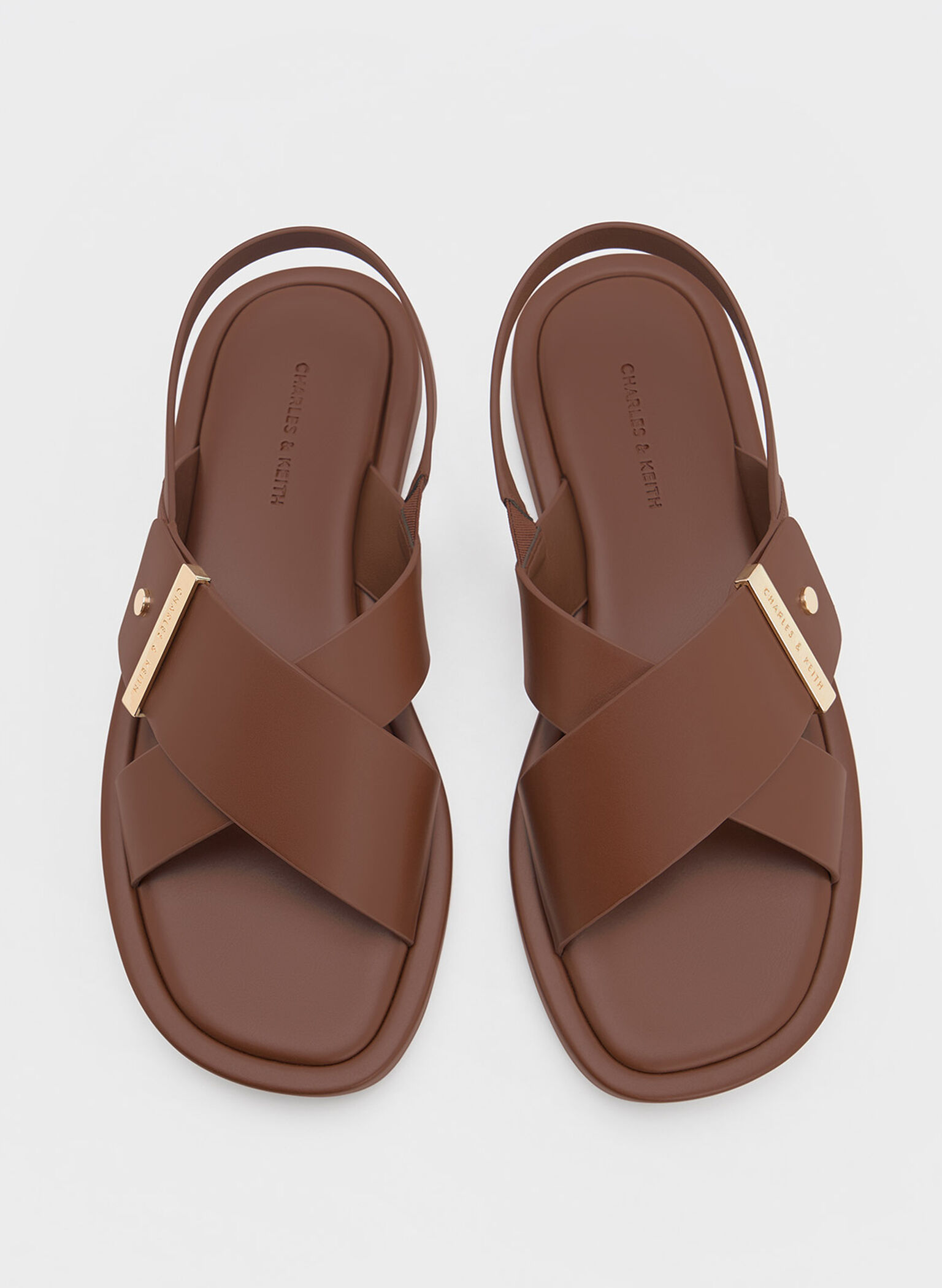 Audra Crossover-Strap Slingback Sandals, Dark Brown, hi-res