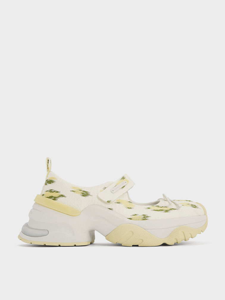 Floral-Print Bow Mary Jane Sneakers, Multi, hi-res