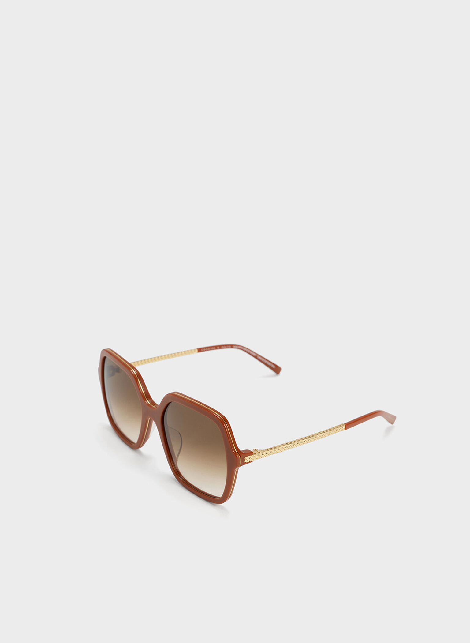 Acetate Braided Temple Butterfly Sunglasses, Clay, hi-res