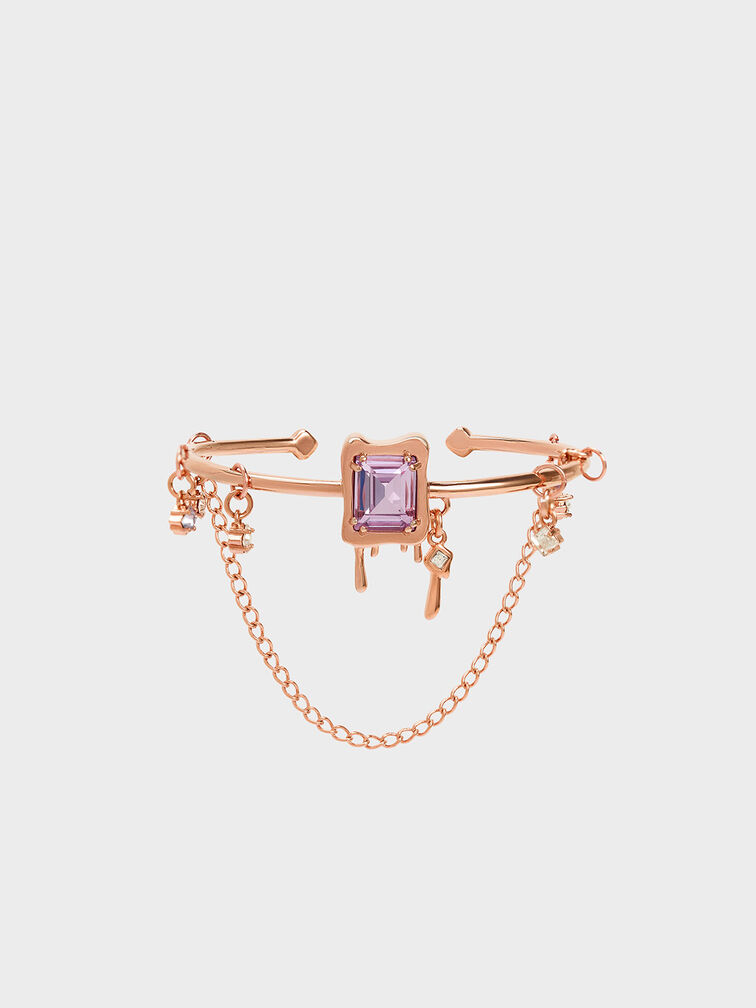 Zira Crystal Charm Cuff Bracelet, Rose Gold, hi-res