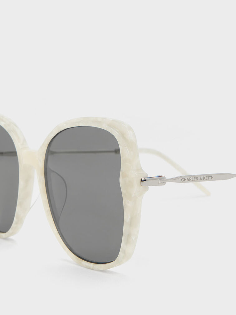 Oversized Recycled Acetate Butterfly Sunglasses, Pearl, hi-res