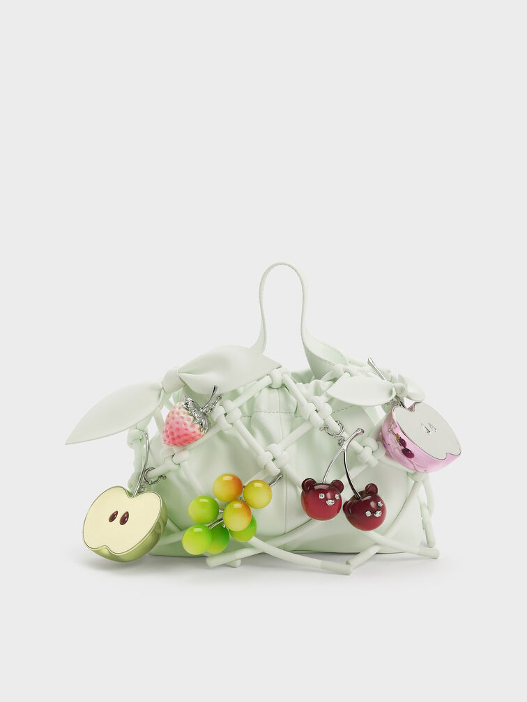 Ally Ruched Slouchy Knotted Bag & Fruit Charms Set, Mint Sorbet, hi-res