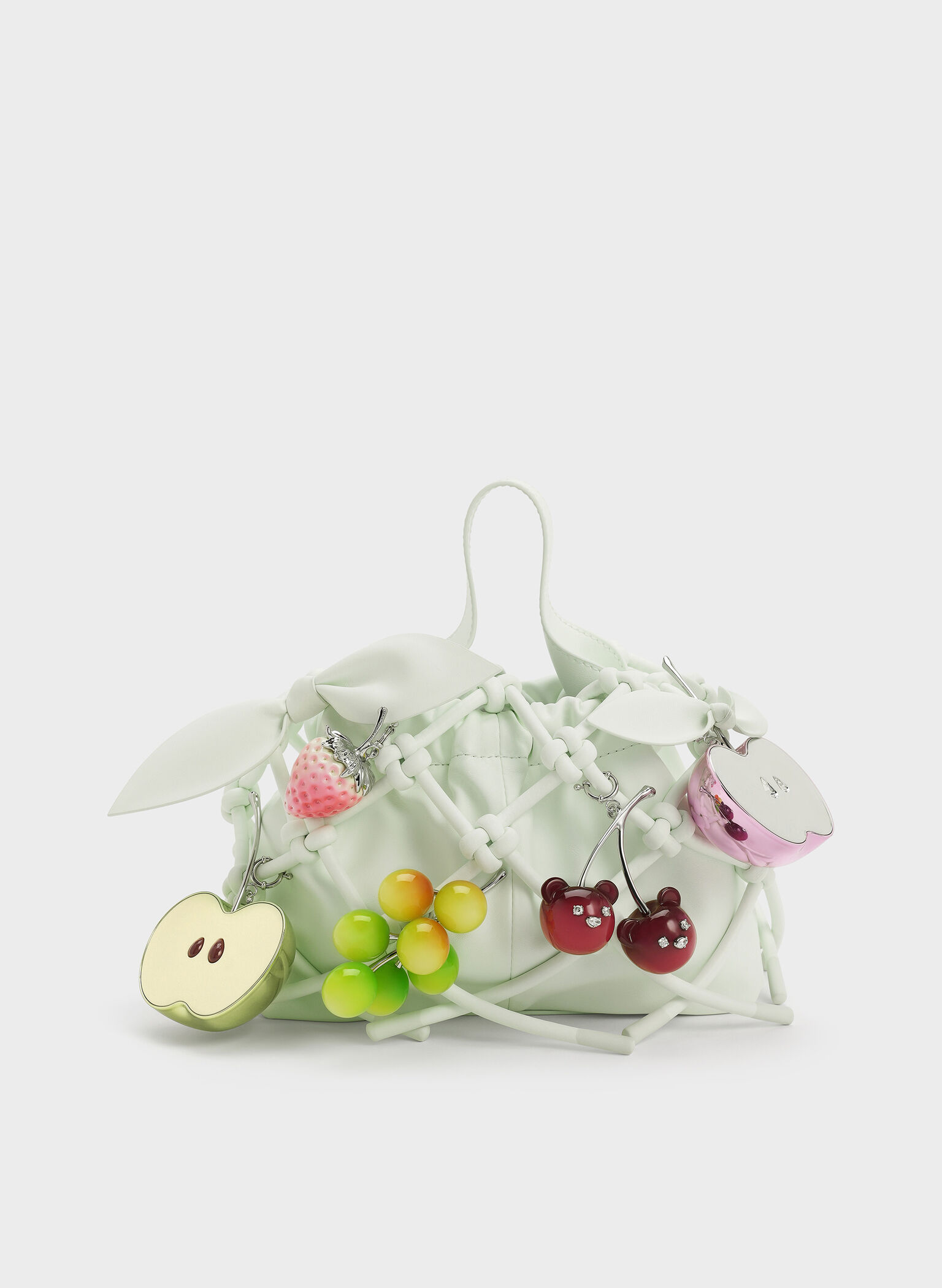 Ally Ruched Slouchy Knotted Bag & Fruit Charms Set, Mint Sorbet, hi-res