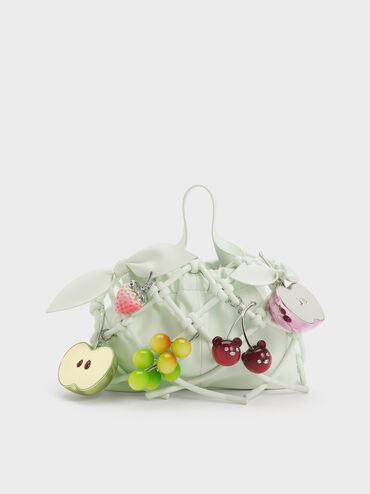 Ally Ruched Slouchy Knotted Bag & Fruit Charms Set, Mint Sorbet, hi-res