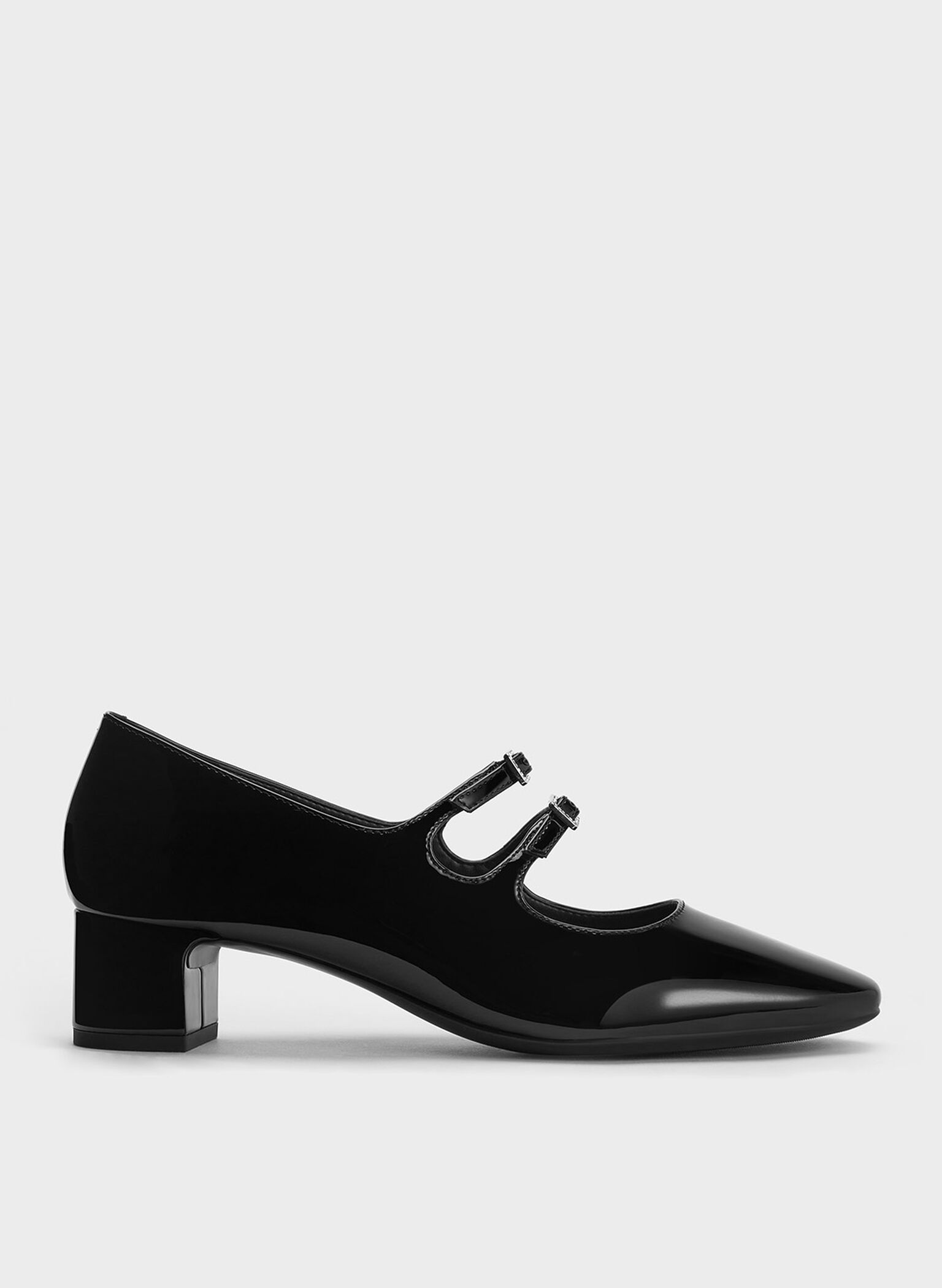Clementine Double Crystal-Buckle Mary Jane Pumps, Black Box, hi-res