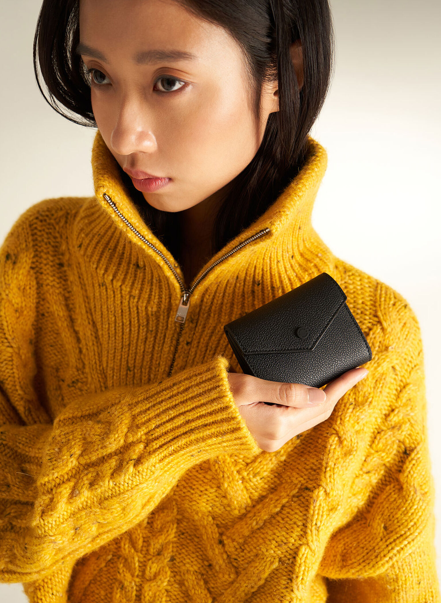 Marlowe Short Envelope Wallet, Black, hi-res