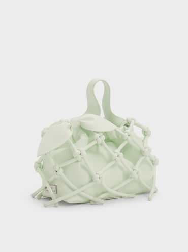 Ally Ruched Slouchy Knotted Bag & Fruit Charms Set, Mint Sorbet, hi-res