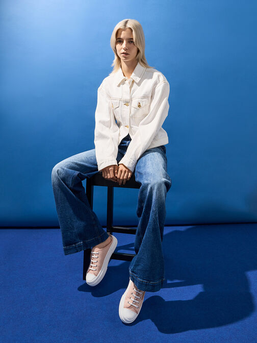 Kay Striped Slip-On Sneakers, Pink, hi-res